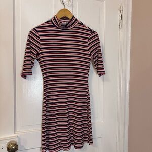 Reformation Pink and Black Striped Mini Dress